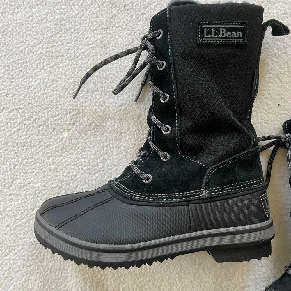 LL Bean Youth Boots Insulated 200g Waterproof Tek 2.5 Laceup Size 3 Black Duck